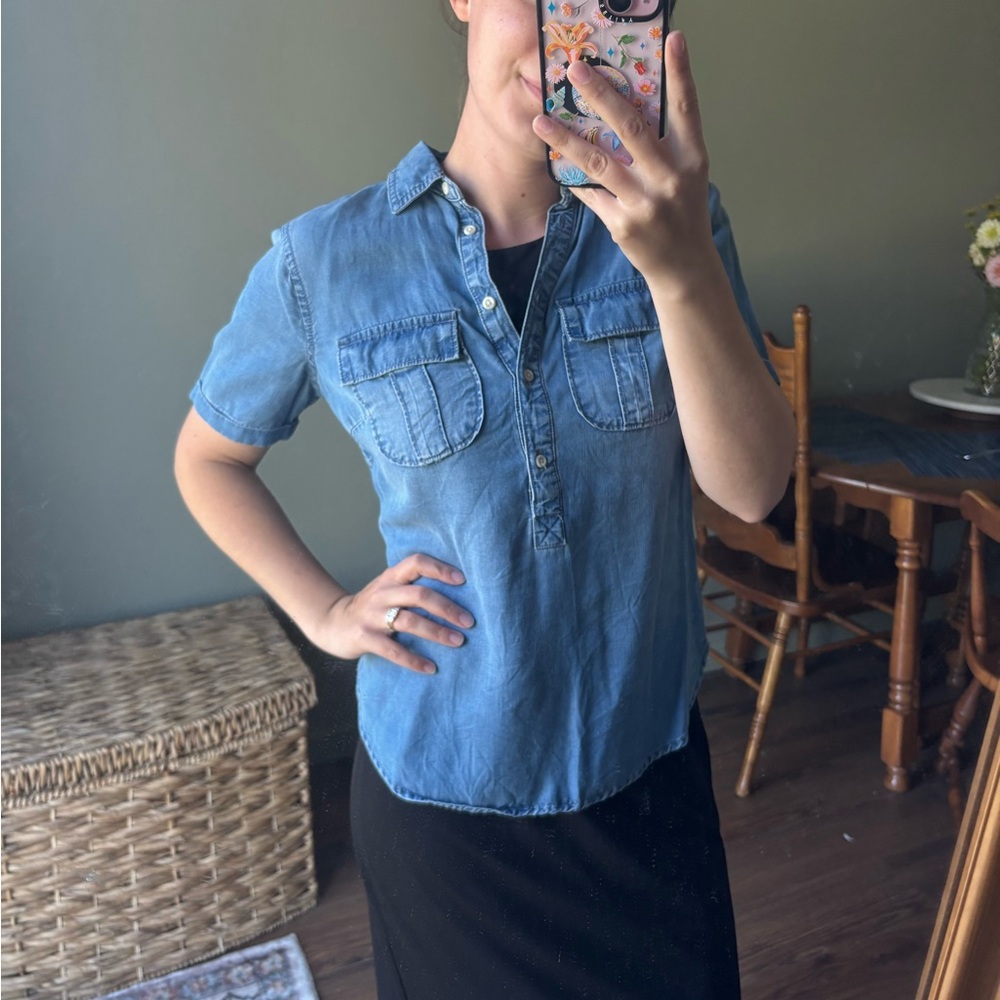 Merona Blue Denim Button-Down Shirt